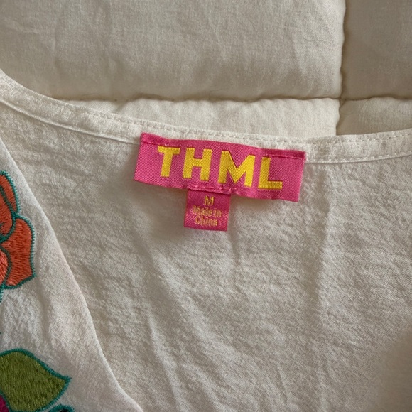 THML White Blouse with Colorful Floral Embroidery - Picture 3 of 5
